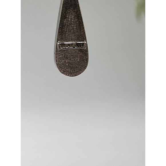 ATI Signed Vintage Sterling Silver Inlay Turquoise Teardrop Dangle Earrings - Picture 8 of 8